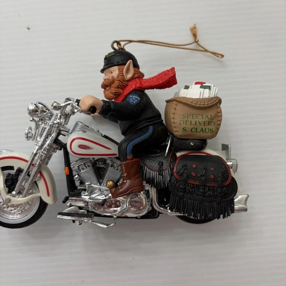 2998 Harley Davidson Special Delivery Elf Christmas Ornament Motorcycle Santa
